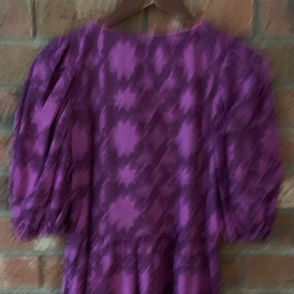 Emily Lovelock Purple Floral Patterned Puff Sleeve Women's Dress - Picture 9 of 9
